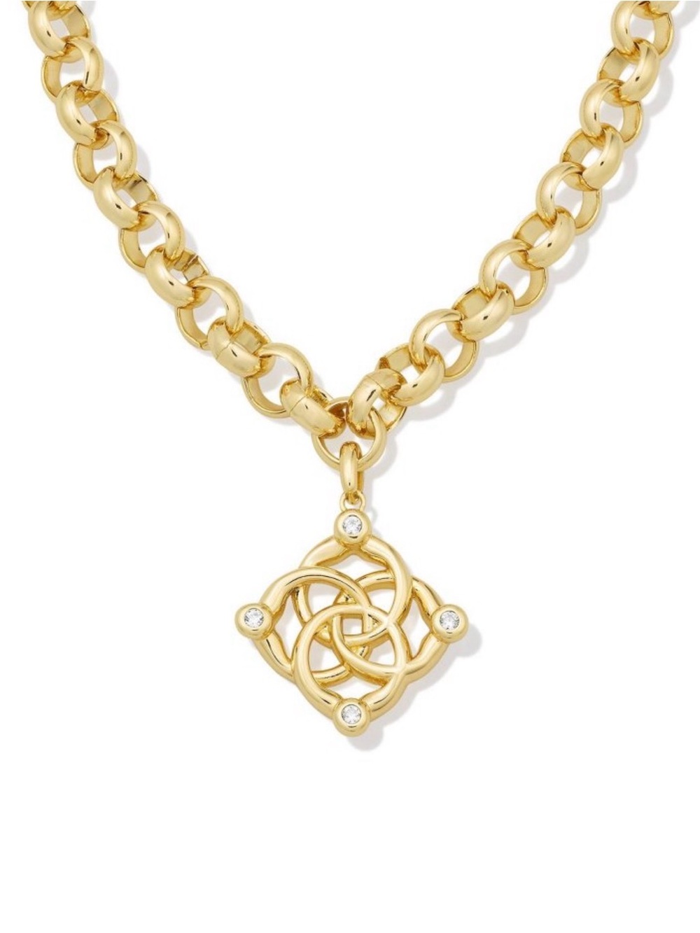 Kendra Scott Signature Iris Statement Necklace Gold Link Rolo Thick Chain
